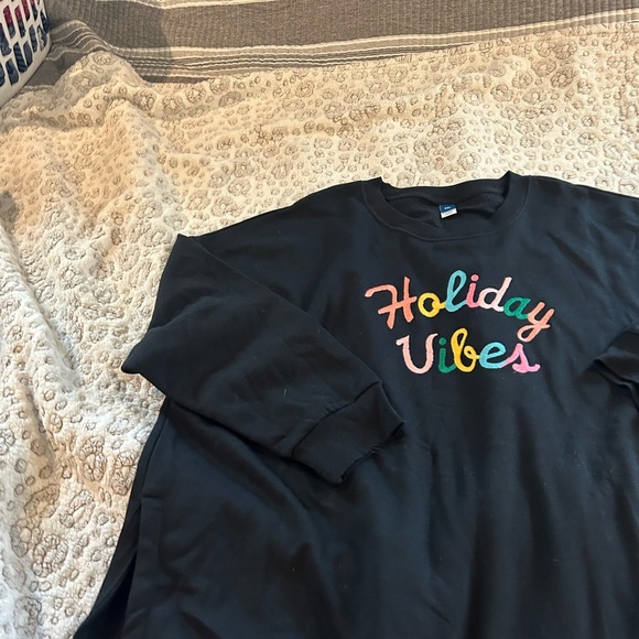 NWT Old Navy Plus Size XXL Black Crewneck Holiday Sweatshirt - Picture 6 of 8